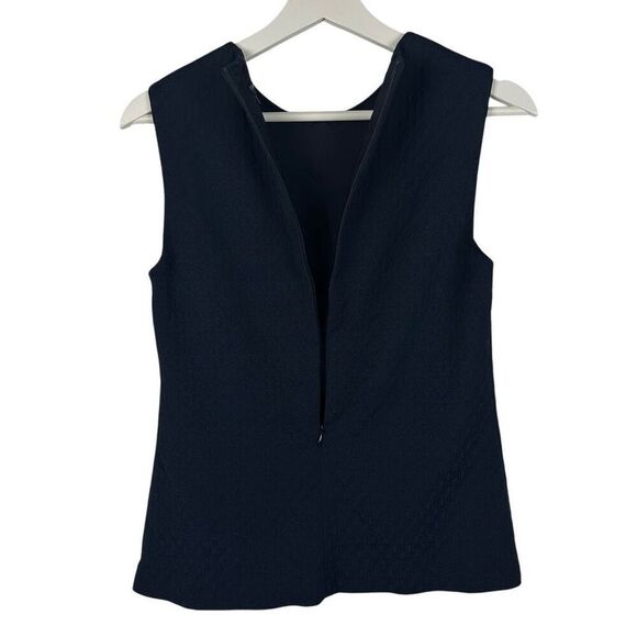 Theory Shell Jacquard Textured Navy Wool Blend Top size XS Sleeveless - Picture 4 of 10
